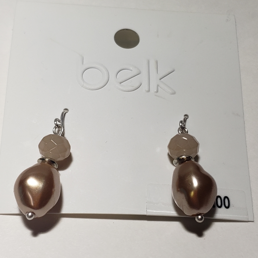 BELK Faux Pearl Earrings Pierced Silver Wires